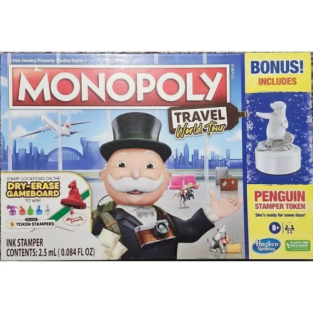 Monopoly Travel World Tour Board Game for Families and Kids Ages 8+